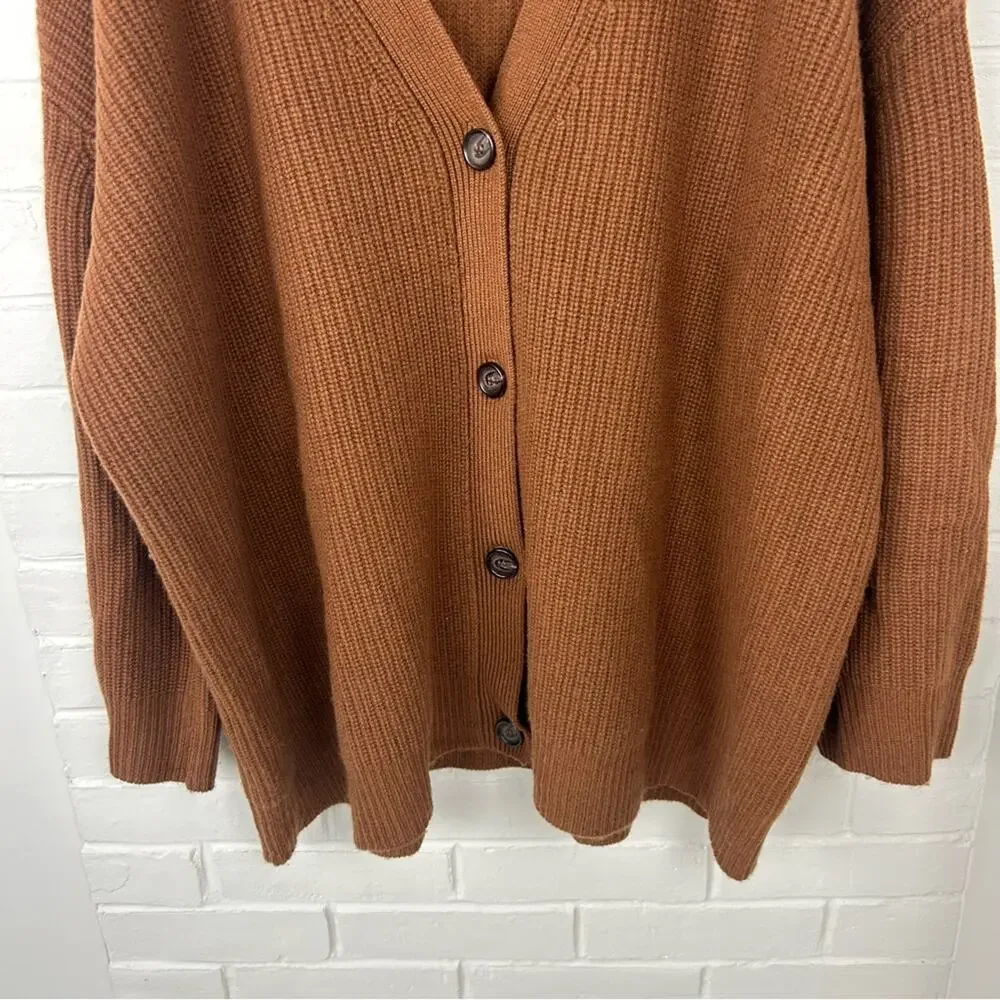 Jenni Kayne RARE Cinnamon Brown Cashmere Cocoon Cardigan Sweater Size XL